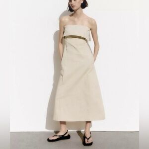 Zara Strapless Khaki Dress